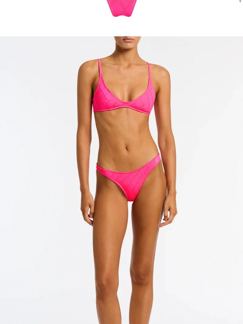triangl swimwear Neon Pink Quilted Bikini